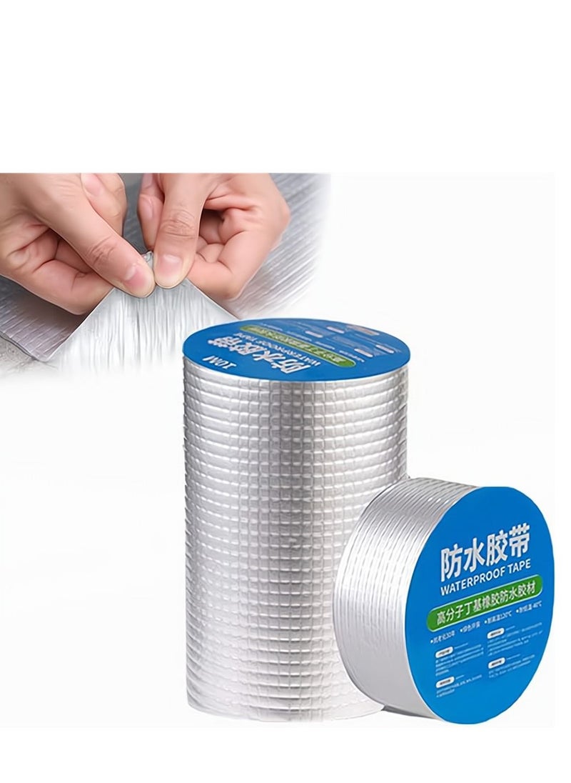 Excefore Super Strong Aluminum Foil Butyl Tape Super Waterproof Tape Self Adhesive Adhesive Tape Kitchen and Bathroom House Roof Mending Materials for Pipes Patch Holes  - Image 1
