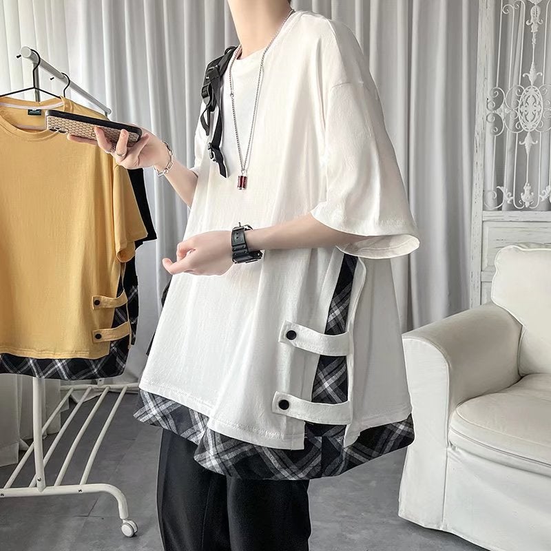 T-Shirt Men's 2023 Summer New T-Shirt White Half-Sleeved Five-Quarter Sleeve Ins Trendy Hong Kong Style Summer Clothing Couple Style Short-Sleeved - Image 2