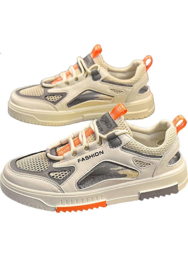 CARTELO Men'S Summer Sandals Hollow Breathable Casual Shoes Men'S Mesh Hollow Shoes Beige Size 39 - Image 3