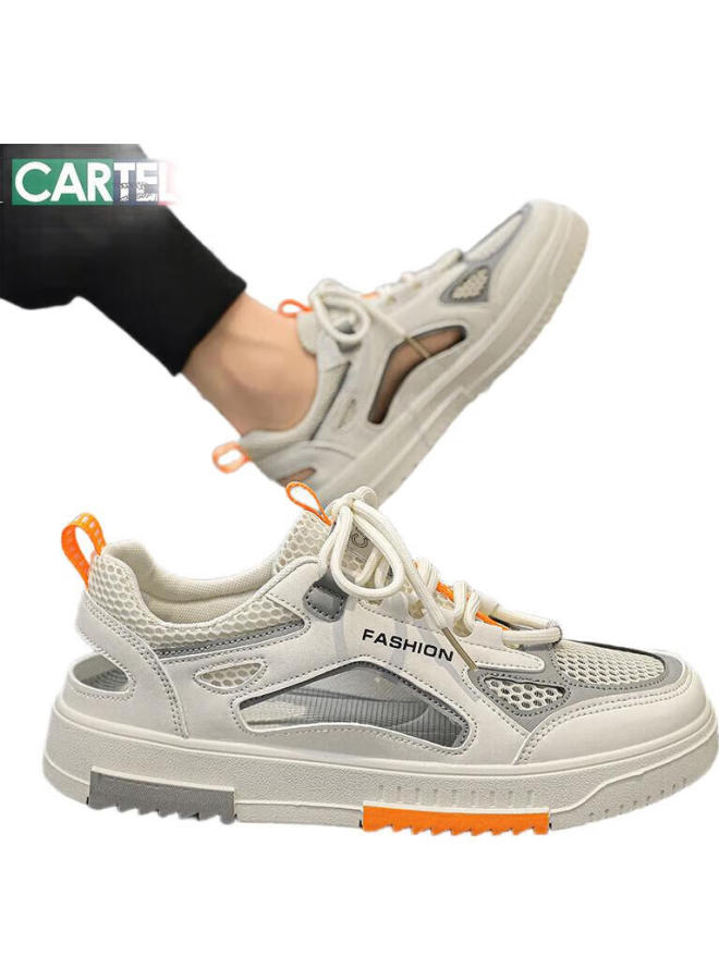 CARTELO Men'S Summer Sandals Hollow Breathable Casual Shoes Men'S Mesh Hollow Shoes Beige Size 39 - Image 1