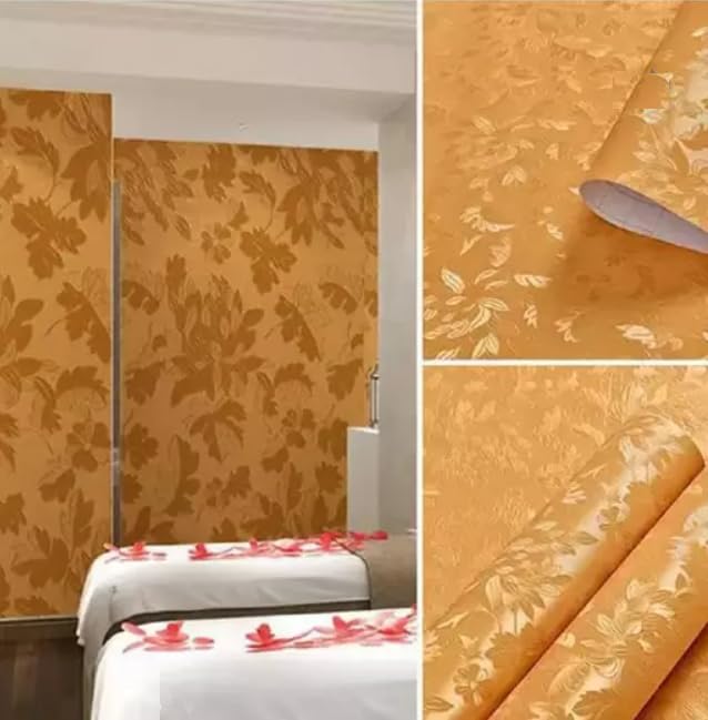 sia SIA VENDORS Kitchen Oil Proof Sticker Wallpaper Backsplash Aluminum foil Oil self-Adhesive Paper Waterproof Heat Resistant Drawer Sticker (12 X 48 Inch, Lotus Gold)  - Image 3
