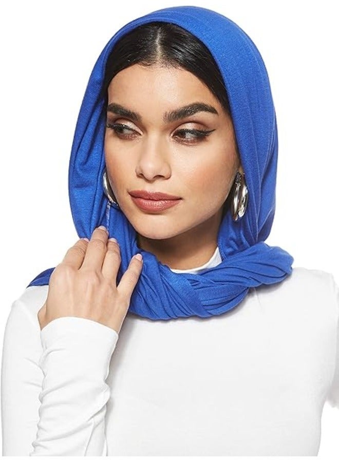 ELTRAZONE Soft Royal Blue Jersey Stretch Shailah Hijab – Chic Muslim Islamic Arab Scarf  - Image 1