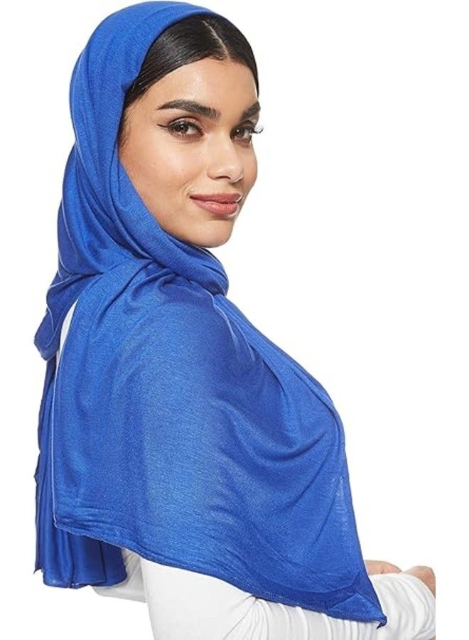 ELTRAZONE Soft Royal Blue Jersey Stretch Shailah Hijab – Chic Muslim Islamic Arab Scarf  - Image 3
