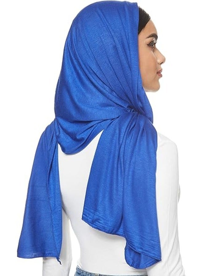 ELTRAZONE Soft Royal Blue Jersey Stretch Shailah Hijab – Chic Muslim Islamic Arab Scarf  - Image 2