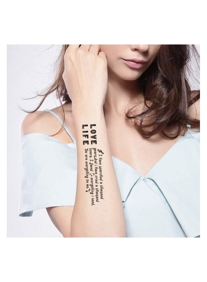 PROMASS Temporary Tattoos Lovely English Words & Black Designs Body Art Make up for Women Fake Tattoo Sticker Waterproof Tattoo with Star Heart 10 Sheets - Image 3