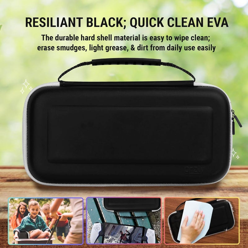 Orzly Carry Case designed for Playstation Portal remote player for PS5 Console holds accessories and offers Travel and Storage Protection for headset charger headset & more - Black/White - Gift box edition - Image 3