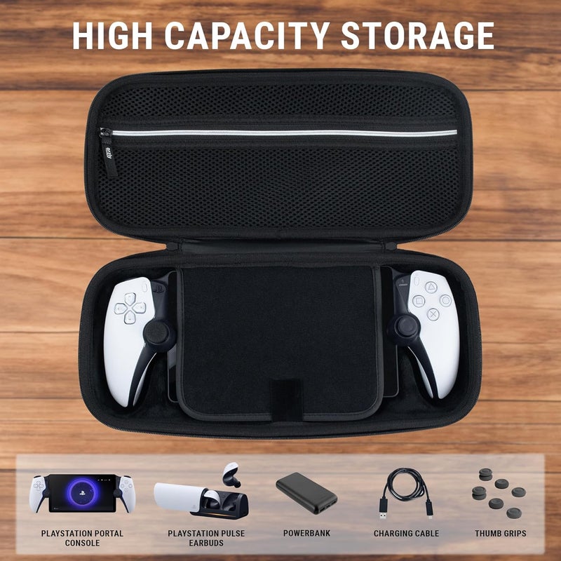Orzly Carry Case designed for Playstation Portal remote player for PS5 Console holds accessories and offers Travel and Storage Protection for headset charger headset & more - Black/White - Gift box edition - Image 5