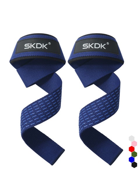 Cotton Hard Pull Wrist Lifting Straps Grips Band-Deadlift Straps with Neoprene Cushioned Wrist Padded and Anti-Skid Silicone - for Weightlifting, Bodybuilding, Xfit, Strength Training