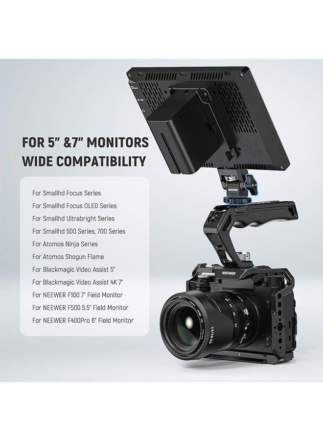 NEEWER Camera Monitor Mount with Cold Shoe, Anti Twist 1/4" Screw for 5" & 7" Field Monitor Compatible with Atomos Ninja V, 360° Swivel & Adjustable 180° Tilt Damping, Compatible with SmallRig, MA006 - Image 5