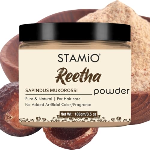 STAMIO Reetha Powder 100 gm for Hair Wash, Pack, Mask, Shampoo, Scalp Care, Dandruff | Seedless Dried Ritha / Aritha / Soapnuts / Sapindus Mukorossi | Natural Cleanser | In Jar 3.53 oz - Image 5