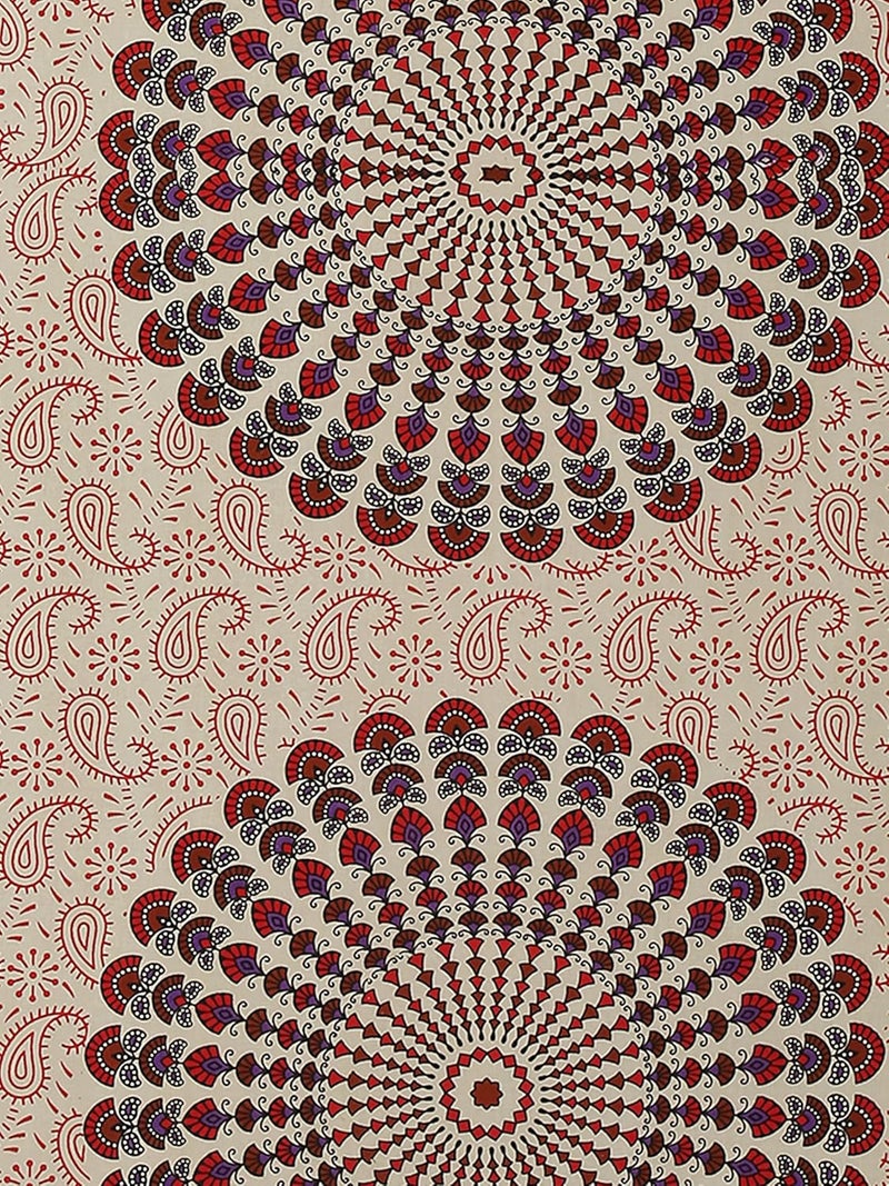 144 TC Cotton Comfort Rajasthani Jaipuri Traditional Sanganeri Printed Single Bedsheet with Pillow Cover Red Single Color Block  - Image 2