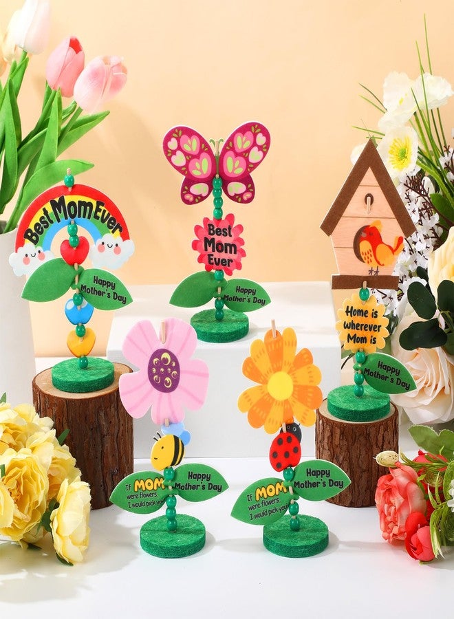 SmoothNovelty 25 Set Mother's Day Craft Kits Felt Flower Craft Kits Mother's Day Gifts Bulk for Classroom School Toddlers Fun Activities Spring Crafts - Image 5