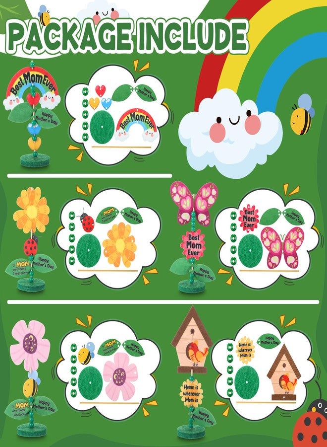 SmoothNovelty 25 Set Mother's Day Craft Kits Felt Flower Craft Kits Mother's Day Gifts Bulk for Classroom School Toddlers Fun Activities Spring Crafts - Image 2