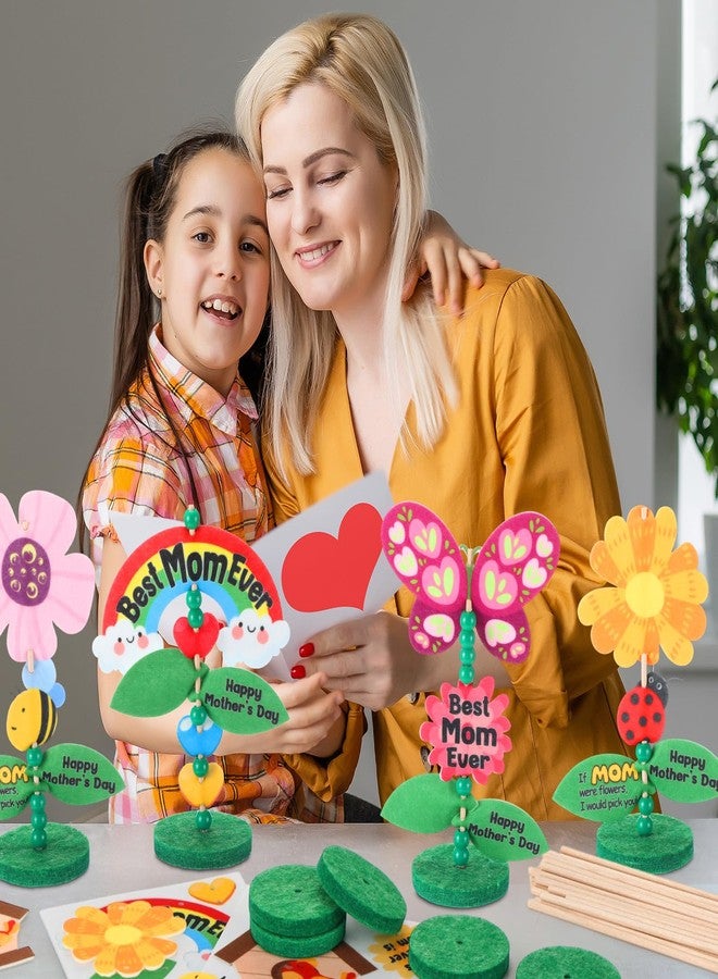 SmoothNovelty 25 Set Mother's Day Craft Kits Felt Flower Craft Kits Mother's Day Gifts Bulk for Classroom School Toddlers Fun Activities Spring Crafts - Image 4