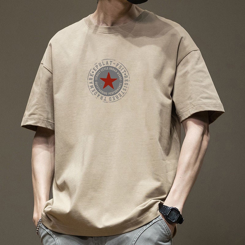 2025 Summer New Printed Short-Sleeved T-Shirt Men's Trendy Brand Trendy Half-Sleeved T-Shirt Loose Round-Neck Top Couple Outfit T-Shirt - Image 5