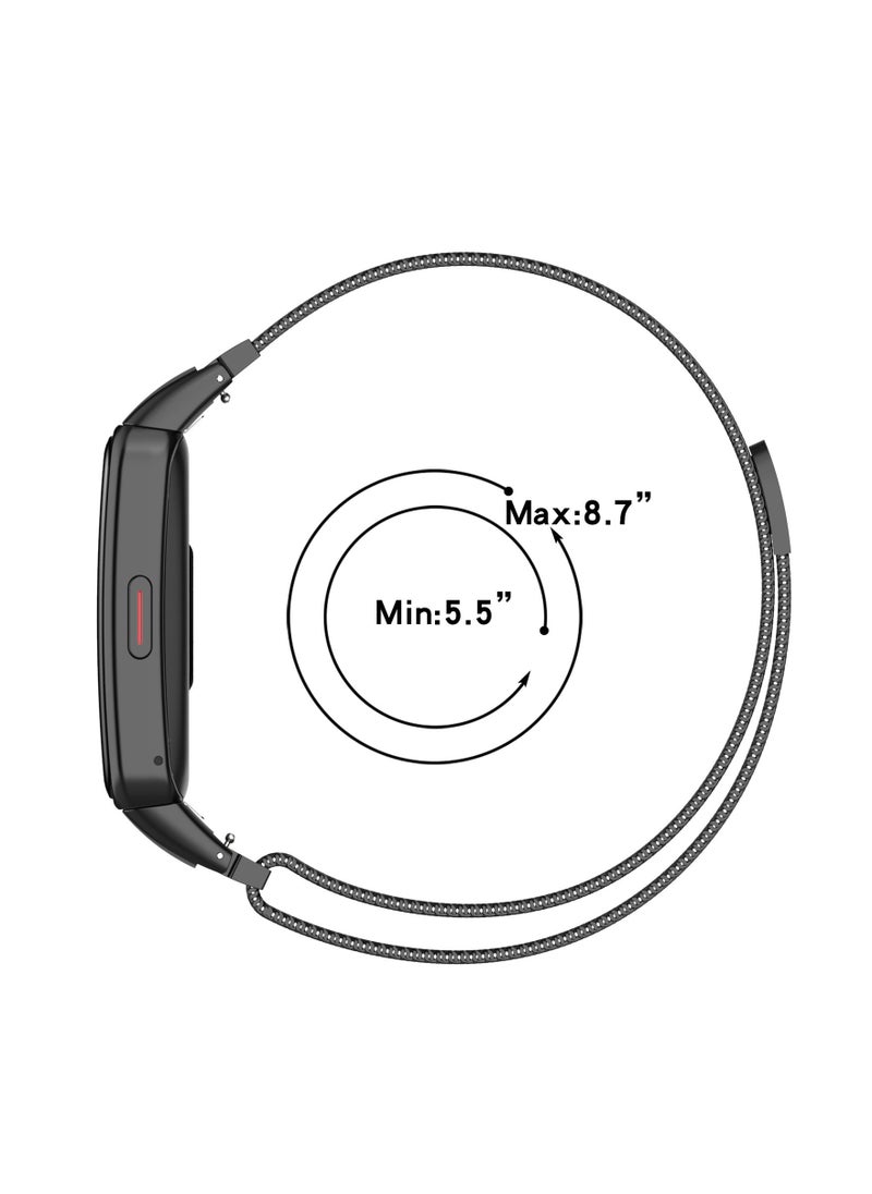 CoomBe - 2-Pack Stainless Steel Milanese Loop Band Watchband For HUAWEI Band 6/Honor Band 6/7 Black/Sliver - Image 1