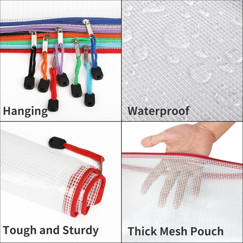 EOOUT 24pcs Mesh Zipper Pouch Bags, A4 Zipper Bags for Organizing Storage, Waterproof Zipper Pouches, Letter Size, File Bags for School, Toys, Puzzle, Board Games and Office Supplies - Image 3