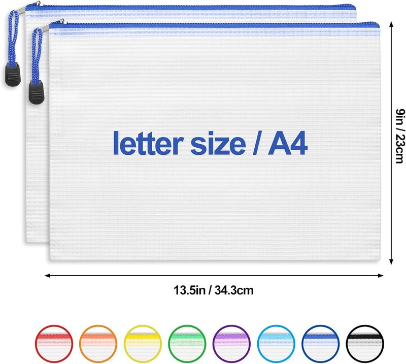EOOUT 24pcs Mesh Zipper Pouch Bags, A4 Zipper Bags for Organizing Storage, Waterproof Zipper Pouches, Letter Size, File Bags for School, Toys, Puzzle, Board Games and Office Supplies - Image 2