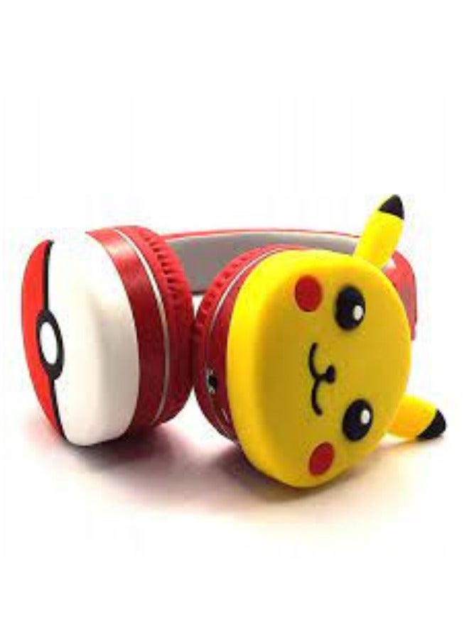 بوكيمون سماعات رأس Pokémon لاسلكية بلوتوث للأطفال بصوت X6D سماعات قابلة للطي للأطفال تقليل الضوضاء ؛ مناسبة لسماعات ستيريو للأطفال والهواتف المحمولة والأجهزة اللوحية بلون احمر مع اصفر - Image 2