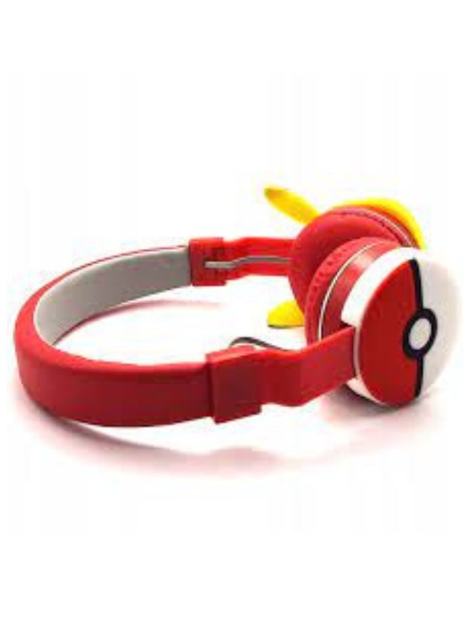 بوكيمون سماعات رأس Pokémon لاسلكية بلوتوث للأطفال بصوت X6D سماعات قابلة للطي للأطفال تقليل الضوضاء ؛ مناسبة لسماعات ستيريو للأطفال والهواتف المحمولة والأجهزة اللوحية بلون احمر مع اصفر - Image 3