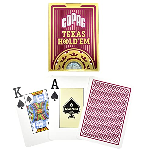 Copag Poker Size Jumbo Index Texas Holdem Playing Cards Single Deck Red - Image 1