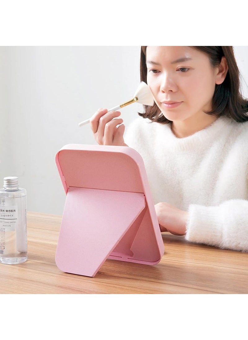 TOMATUS TOMATUS Glass Rectangle Cosmetic Makeup Mirror With Stand Portable Folding Travel Mirror For Travel Camping Home PinkPack Of 1 Rectangular Floor Mount  Framed  - Image 4