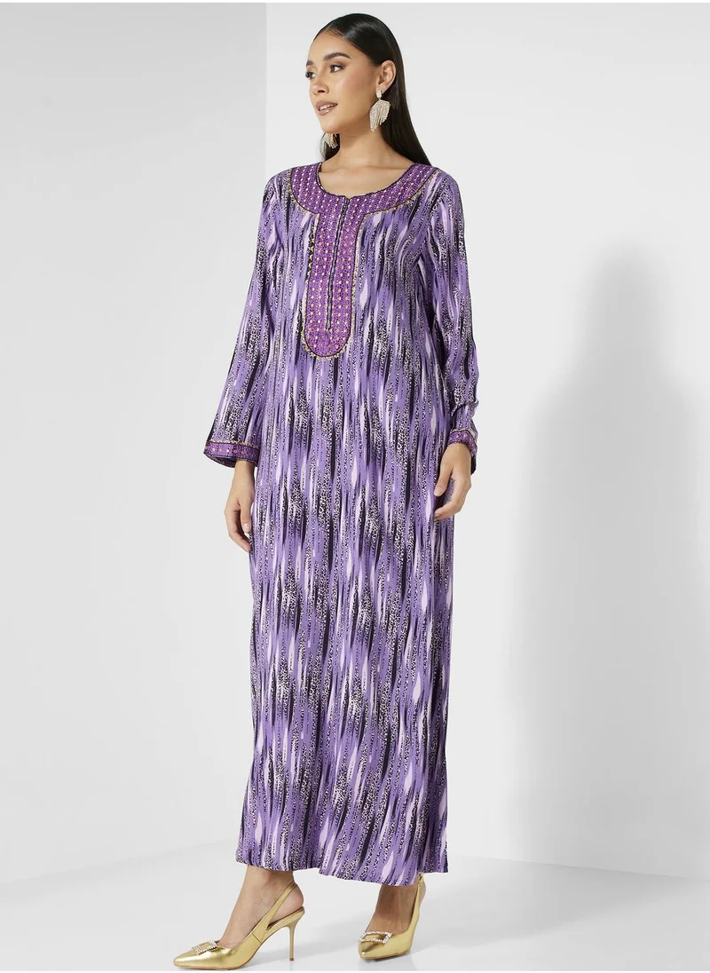 KASHKHA Embroidered Flared Sleeve Jalabiya