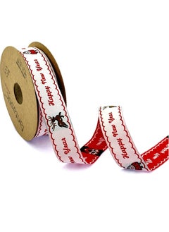 Fantastic Christmas / Happy New Year / Deer Pattern Woven Ribbon (22MM Width - 10MT Length)  - Image 1