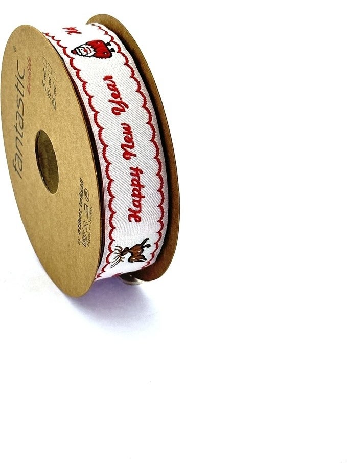 Fantastic - Christmas / Happy New Year / Deer Pattern Woven Ribbon (22MM Width - 10MT Length) - Image 1