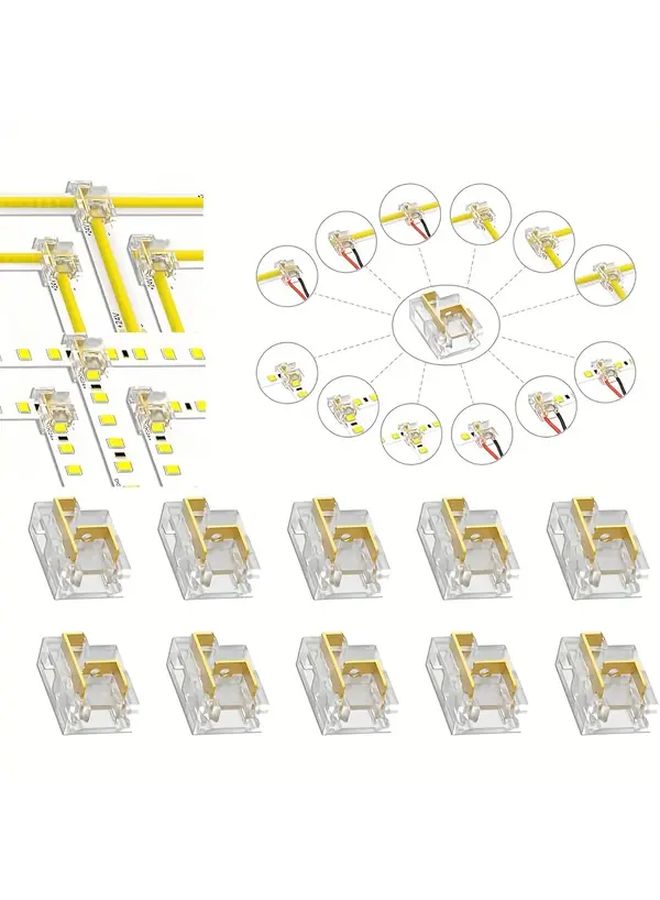 12 In 1 LED Strip Connector Kit 10pcs No Soldering Quick Connect 8mm 2Pin - Image 2