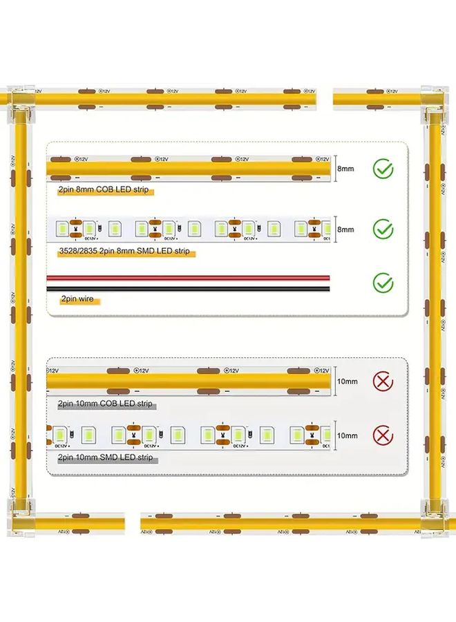 12 In 1 LED Strip Connector Kit 10pcs No Soldering Quick Connect 8mm 2Pin - Image 5