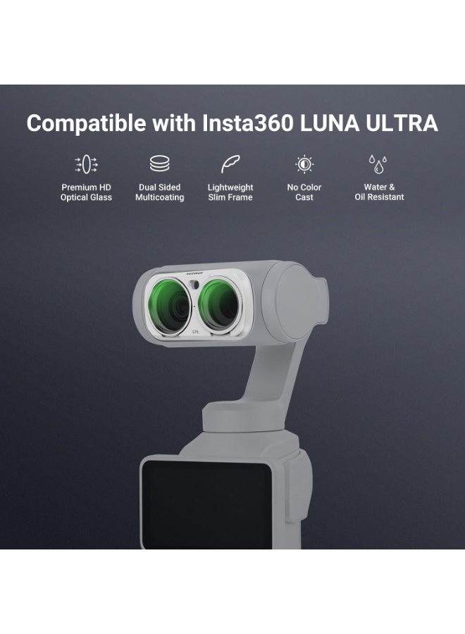 نيوير ND Filter Set Compatible with Insta360 Luna Ultra Gimbal Camera Only, Variable Neutral Density (ND2-32) + CPL + 1/4 Black Diffusion for Mist Cinematic Effect, FL-L03 White - Image 2