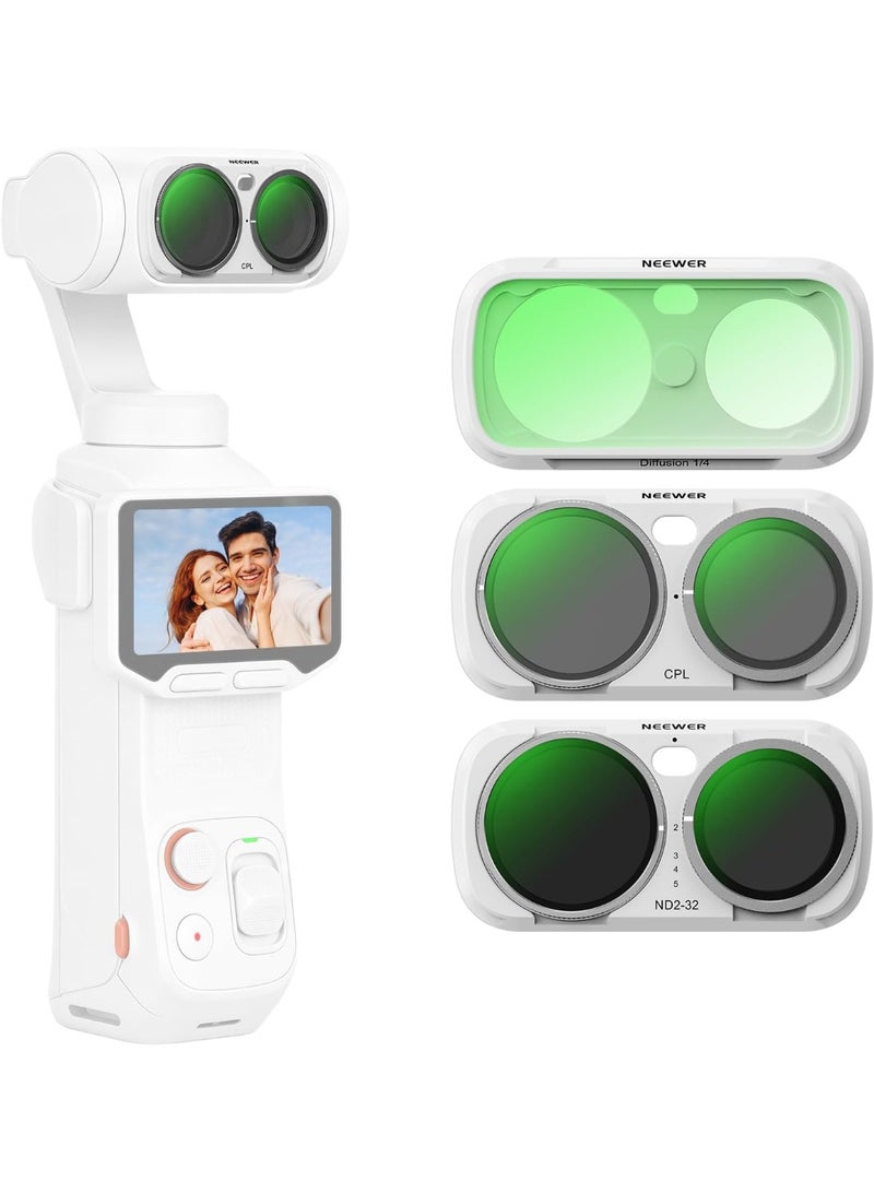 نيوير ND Filter Set Compatible with Insta360 Luna Ultra Gimbal Camera Only, Variable Neutral Density (ND2-32) + CPL + 1/4 Black Diffusion for Mist Cinematic Effect, FL-L03 White - Image 1