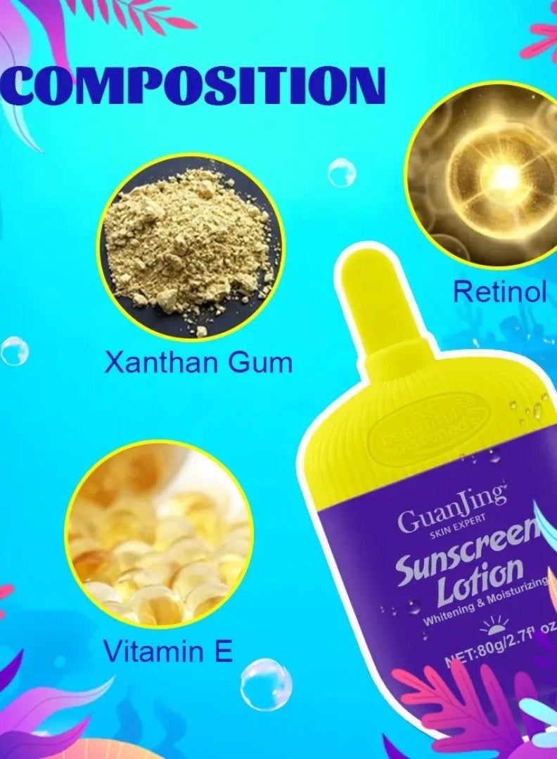 GUANJING Sunscreen Lotion Vitamin E and Retinol Moisturize Brighten Sunscreen Lotion Nourish Hydrate Sun Protection Retinol Cream SPF 90 Sunscreen Foundation Tinted whitening Sunscreen Lotion - Image 3