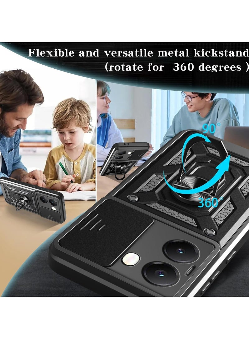 عام مناسب لغلاف حماية جهاز Redmi Turbo 4 5G / Xiaomi Poco X7 Pro 5G، مع غطاء منزلق للكاميرا وحلقة واقي الشاشة 【قطعتين】، غلاف واقٍ مقاوم للصدمات. - Image 4