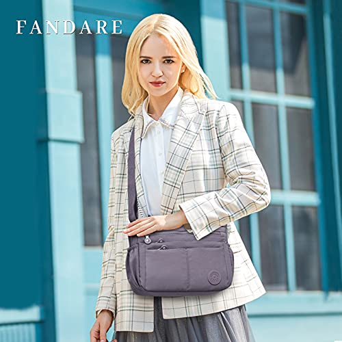 FANDARE Casual Shoulder Bags Women Satchel Waterproof Nylon Lightweight for Sport Work Hiking Shop Crossbody Bag Grey - Image 2