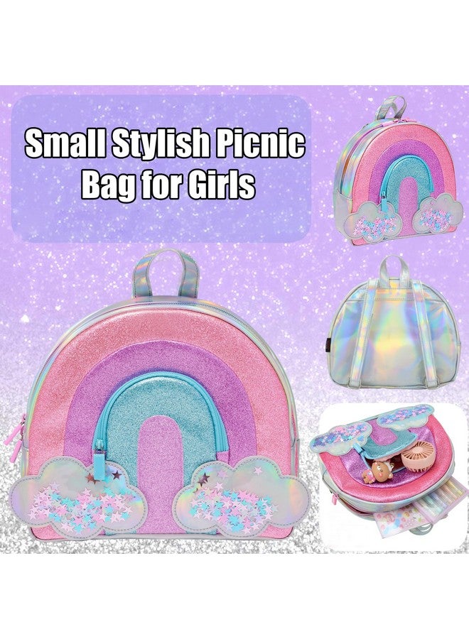 FunBlast Fancy Bag for Girls - Miniature Bags for Kids, Mini Waterproof Shoulder Backpack for Girls, Small Stylish Picnic Bag pack- 23 X 24 X 6 cm (Multicolor) (Rainbow-Bag) - Image 4