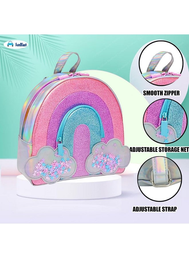 FunBlast Fancy Bag for Girls - Miniature Bags for Kids, Mini Waterproof Shoulder Backpack for Girls, Small Stylish Picnic Bag pack- 23 X 24 X 6 cm (Multicolor) (Rainbow-Bag) - Image 2