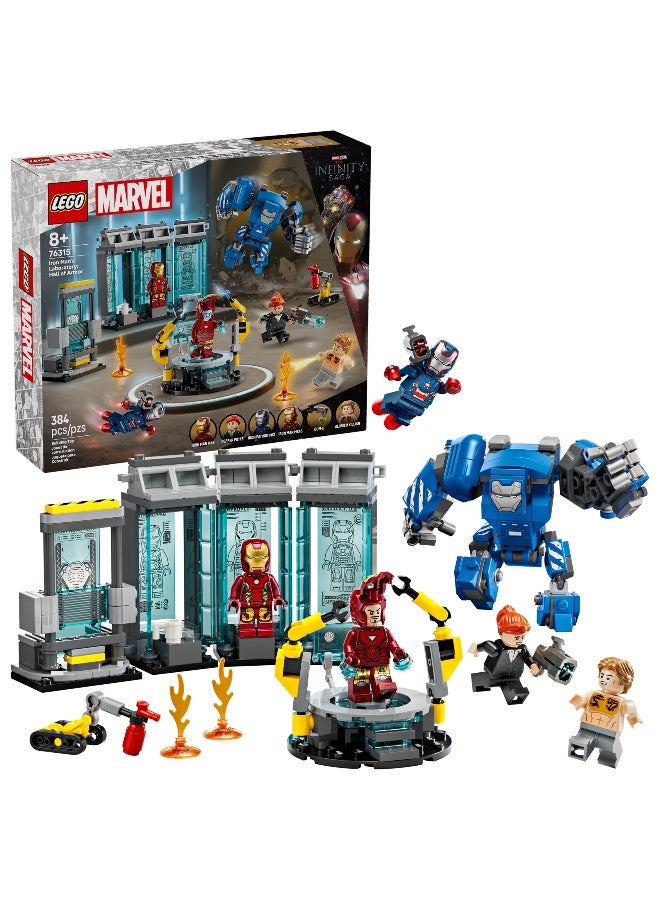 LEGO Marvel Iron Man’s Laboratory: Hall of Armor with Minifigures 76315 Building Toy Set (384 Pieces) - Image 1