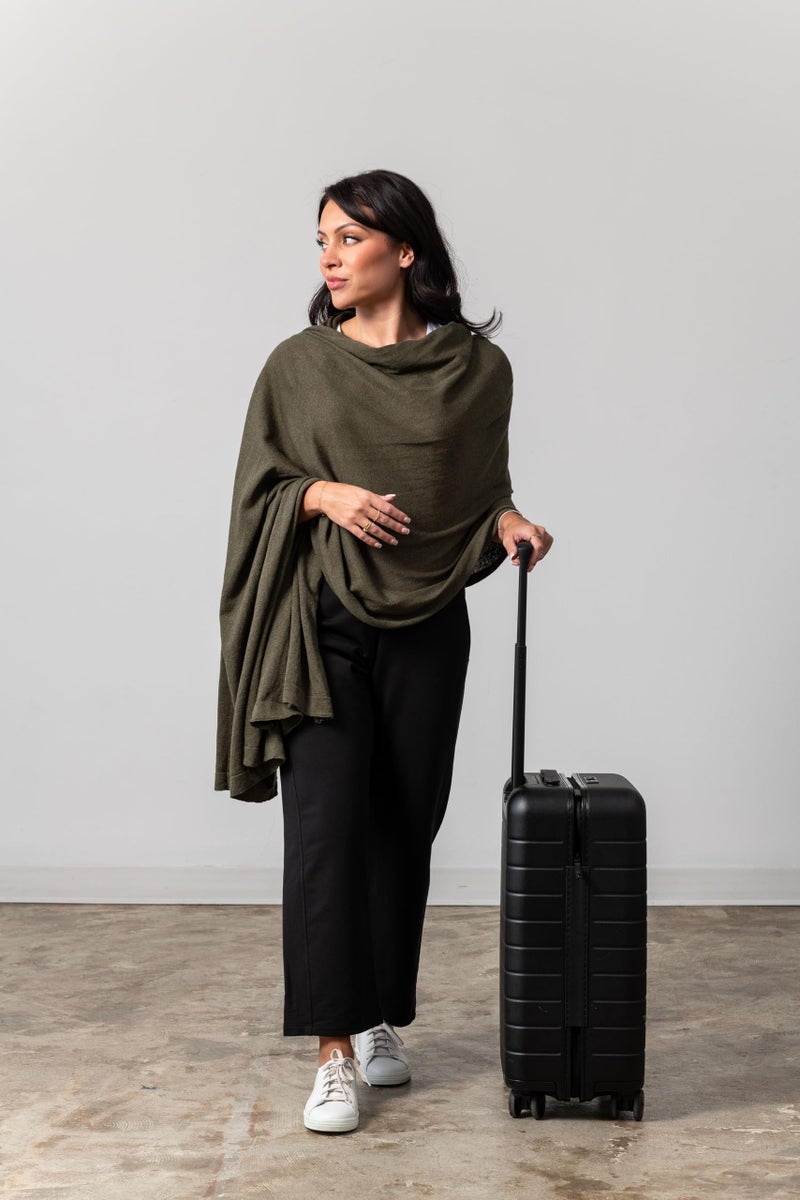 zestt Dreamsoft Travel Scarf, Wrap and Shawl, Organic Cotton, Olivewood - Image 2