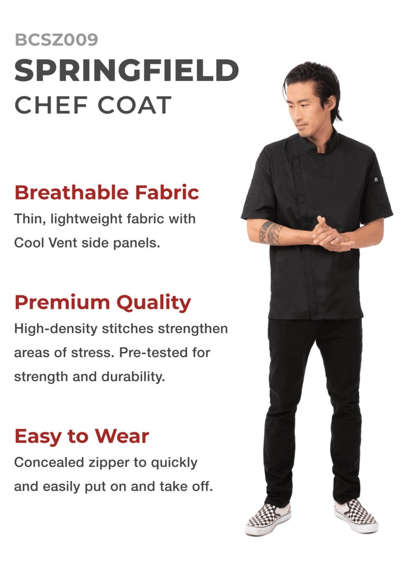 Chef Works Men's Springfield Chef Coat, Black, X-Large - Image 2