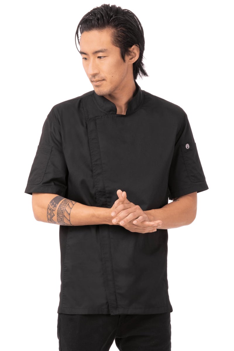 Chef Works Men's Springfield Chef Coat, Black, X-Large - Image 1