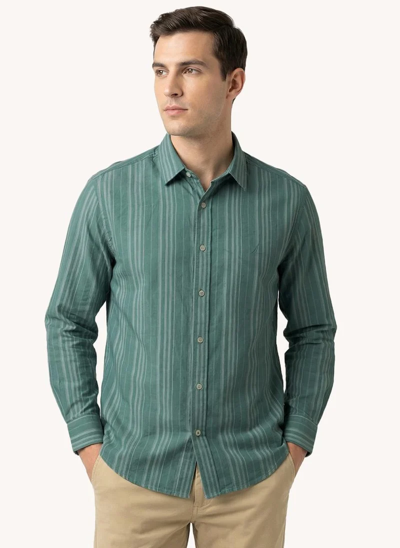Nautica Men Regular Fit Long Sleeve Dyed Shirt for Everyday Casual Wear-Light Mint