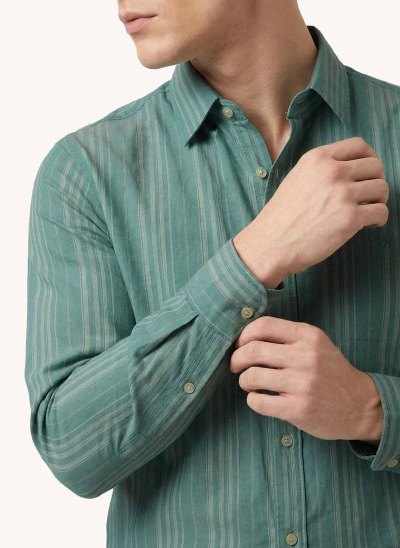 Nautica  Men Regular Fit Long Sleeve Dyed Shirt for Everyday Casual Wear-Light Mint for Men | Best Price UAE