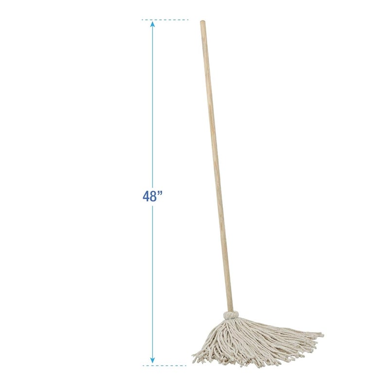 Boardwalk BWK116C 16 oz Cotton Head Deck Mop with 48 in Oak Wood Handle  White 6Carton - Image 2