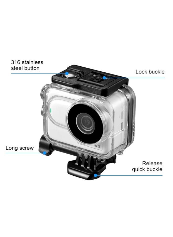 بولوز حافظة مقاومة للماء حتى عمق 60 مترًا لجهاز Insta360 GO 3 مع قاعدة محول ومسمار (شفافة) - Image 4