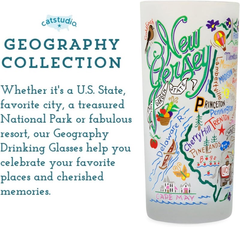 Catstudio Drinking Glasses New Jersey Frosted Glass Cup for Kitchen 15oz Dishwasher Safe Tumbler for New Jersey Lovers Set of 2 - Image 5