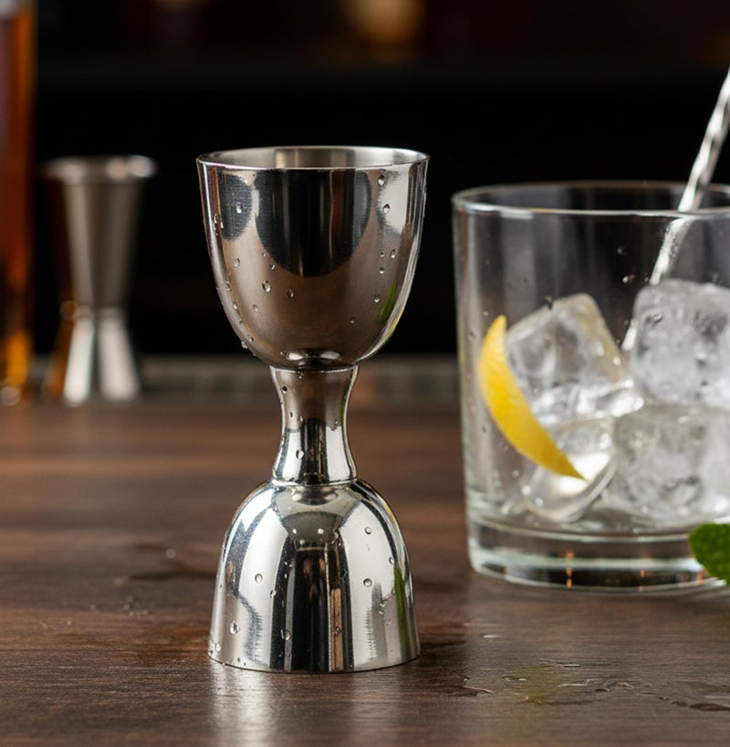 eSplanade Brass Liquor Peg Measuring Glass Jigger Bar Tool - Double Sided - 30 and 60 ml - Silver - Image 2
