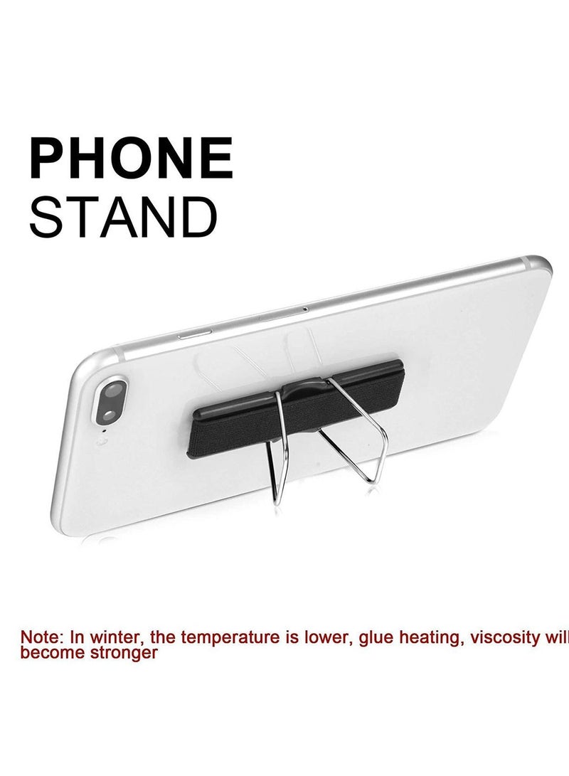 Y&D Finger Strap Phone Holder Elastic Cell Grip with Stand for Smartphones, Small Tablets (Black, Silver) - Image 2