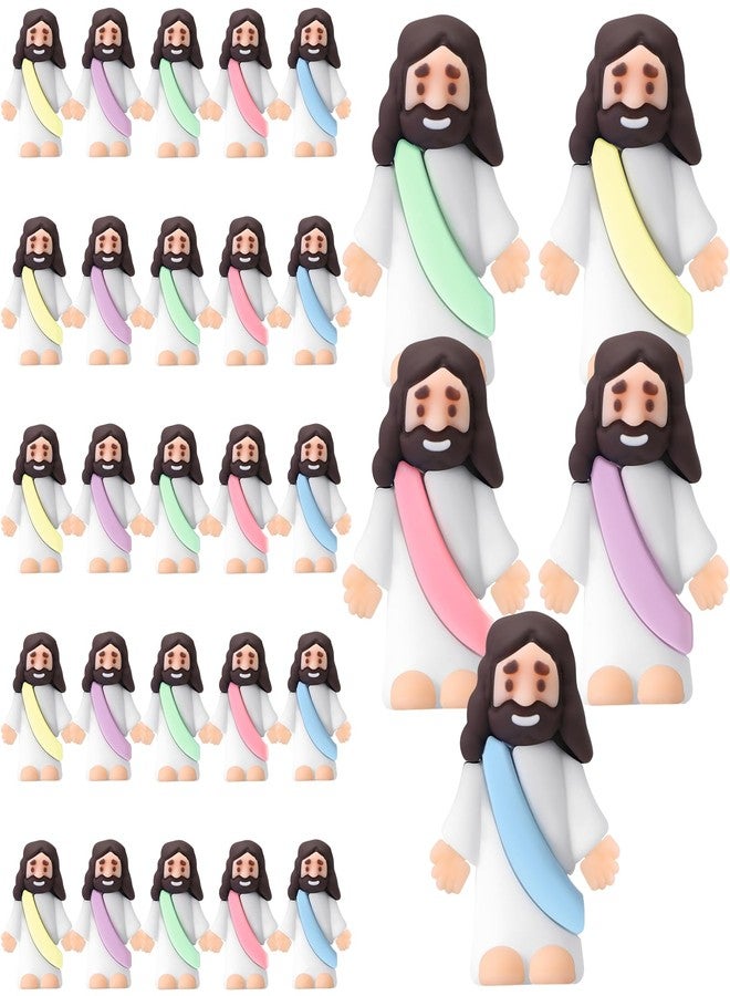 Bememo 25 Pcs Little Jesus Figures Original Design Mini Rubber Jesus Toys to Hide and Seek Religious Party Favors Sunday School Baptism Gifts (Macaron Color) - Image 1